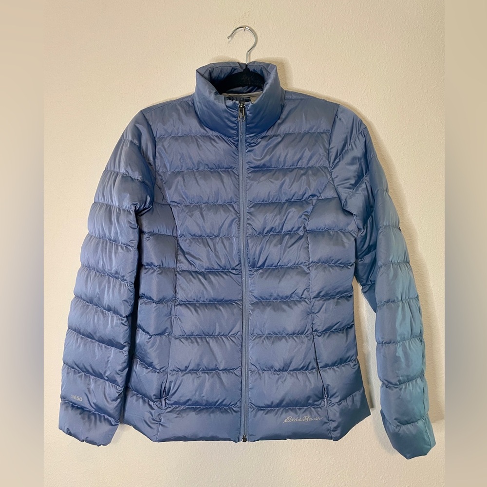 Eddie Bauer EB650 Down Packable Outdoor Puffer Jacket Blue Hiking Trekking XS